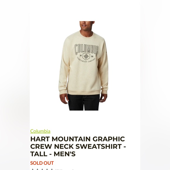 Columbia Men’s Crewneck Sweatshirt Plus Size 4XT NWT - Picture 6 of 6